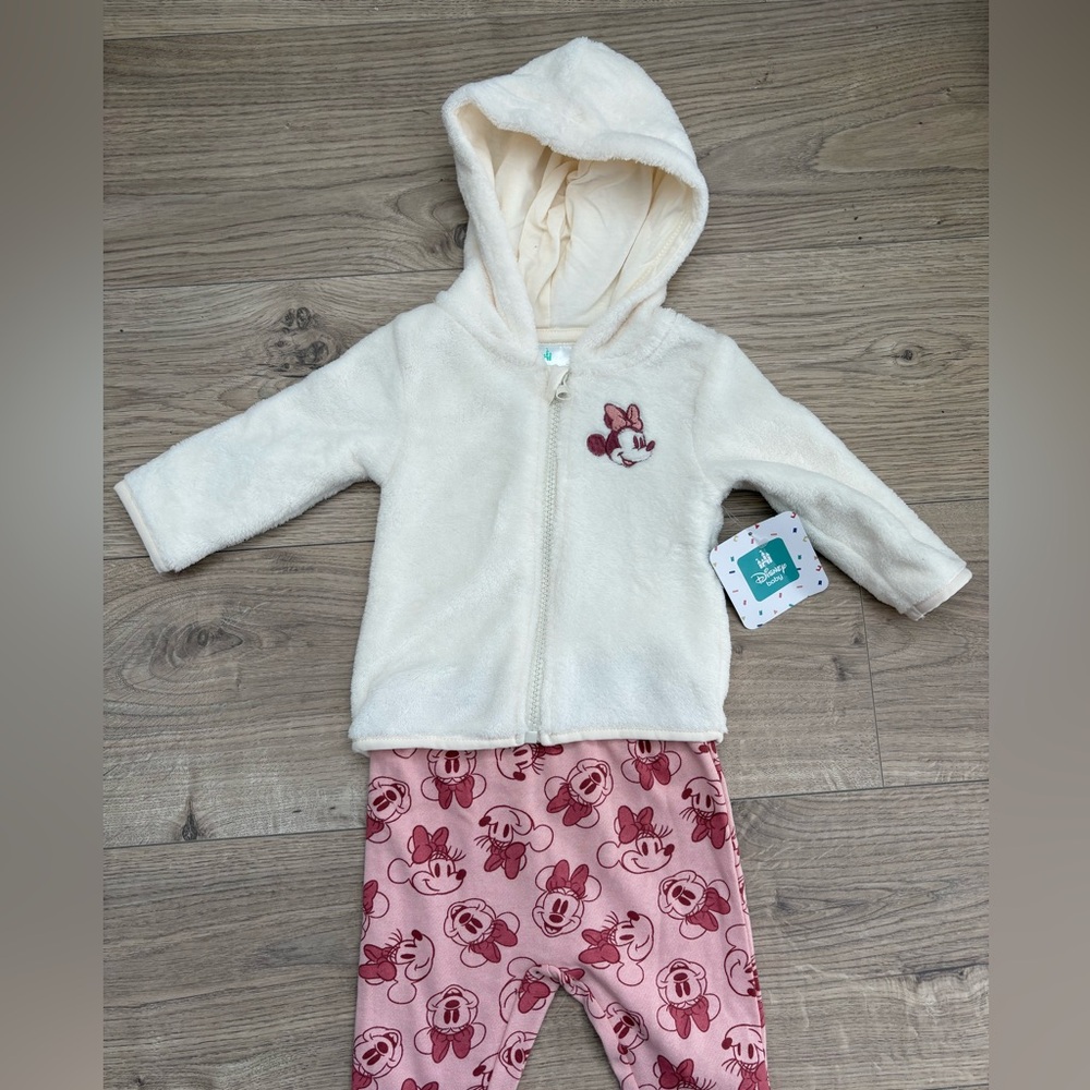 Disney Baby Minnie 2PC Set 0-3M NWT Fleece Hoodie Outfit 🐭💕